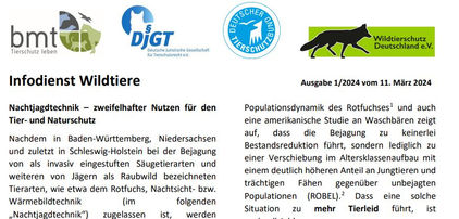 Neuer Infodienst Wildtiere für politische Entscheidungsträger