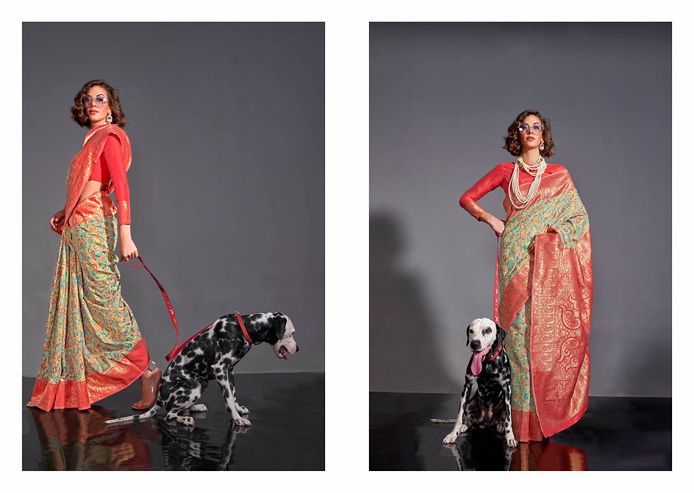 Thumbnail: Green Woven Kashmiri Saree with Kanjivwwaram Border for Wedding Reception, Paithani Saree Blouse, Latest Saree, Designer Sari