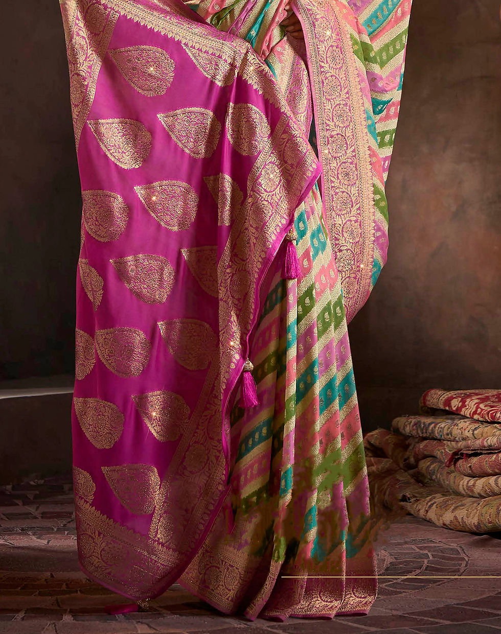 Thumbnail: Pink Designer Sari, Bridal Sarees, Party Wear, Banarasi Saree, Net, Lehenga, Printed, Half Sarees, Chikankari, Georgette,