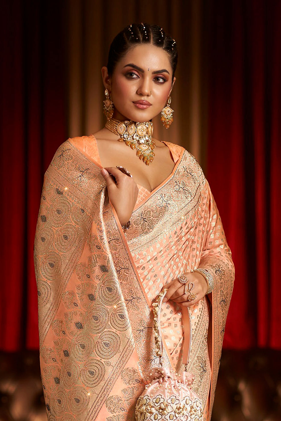 Thumbnail: Bridal Sarees, Party Wear, Bollyood, Kanjivaram Saree, Net, Lehenga, Printed, Half Sarees, Chikankari, Bandhani, Georgette,