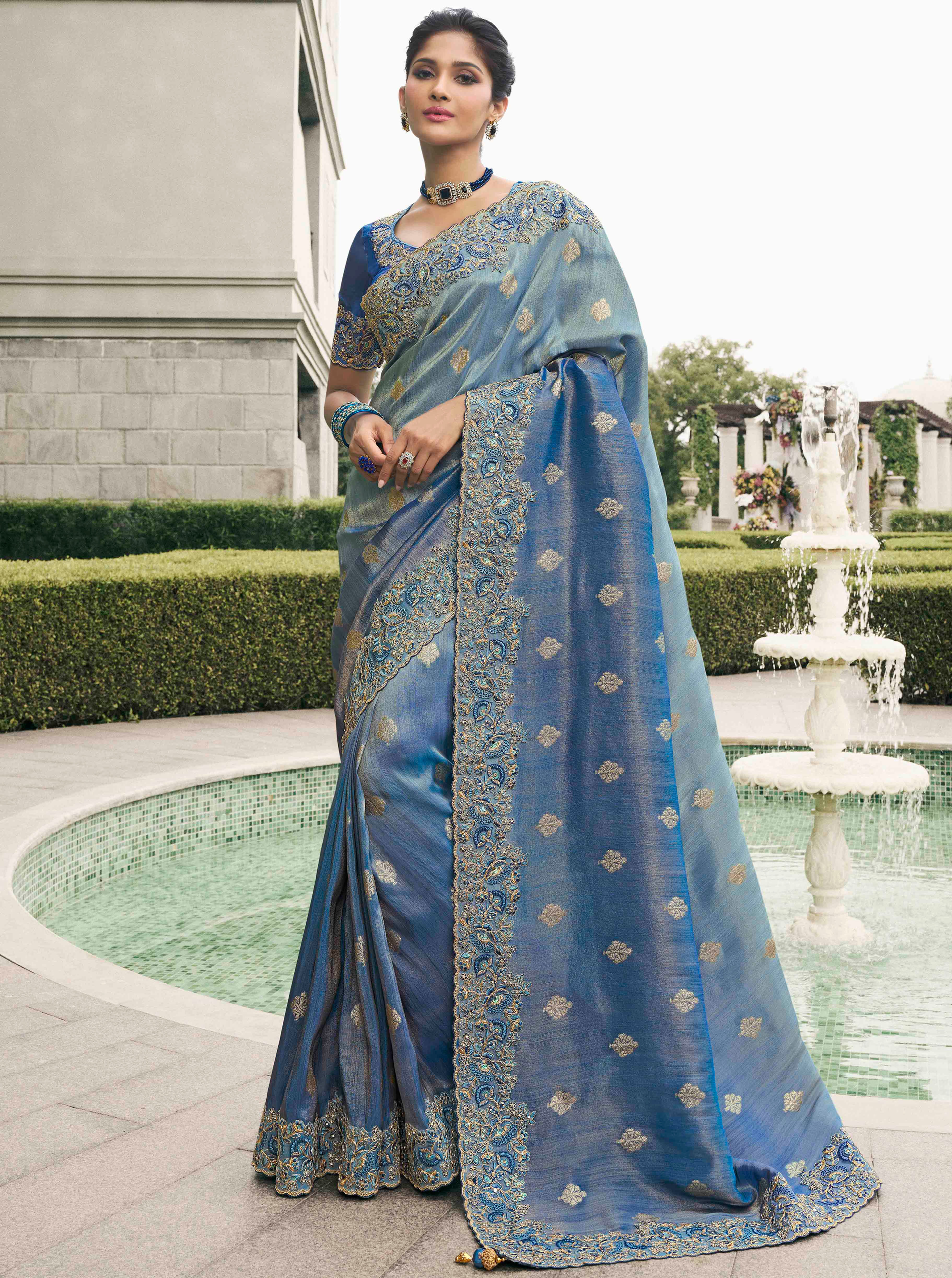 Bridal Sarees, Party Wear, Bollywood, Kanjivaram Saree, Net, Lehenga, Printed, Half Sarees, Chikankari, Bandhani, Georgette,