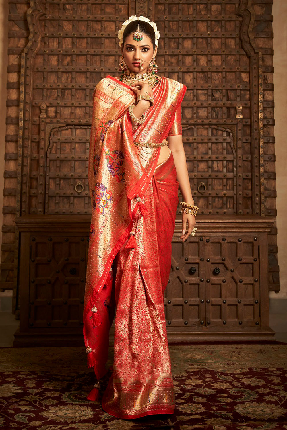 Bridal Sarees, Party Wear, Bollywood, Kanjivaram Saree, Net, Lehenga, Printed, Half Sarees, Chikankari, Bandhani, Georgette,