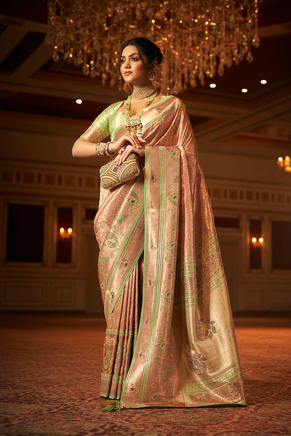 Bridal Sarees, Party Wear, Bollyood, Kanjivaram Saree, Net, Lehenga, Printed, Half Sarees, Chikankari, Bandhani, Georgette,