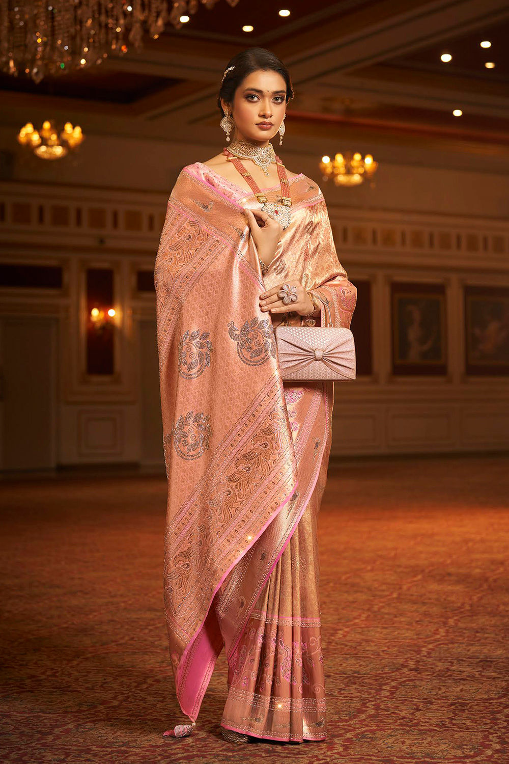 Bridal Sarees, Party Wear, Bollyood, Kanjivaram Saree, Net, Lehenga, Printed, Half Sarees, Chikankari, Bandhani, Georgette,