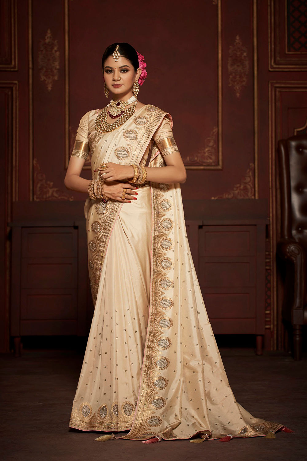 Bridal Sarees, Party Wear, Bollyood, Kanjivaram Saree, Net, Lehenga, Printed, Half Sarees, Chikankari, Bandhani, Georgette,