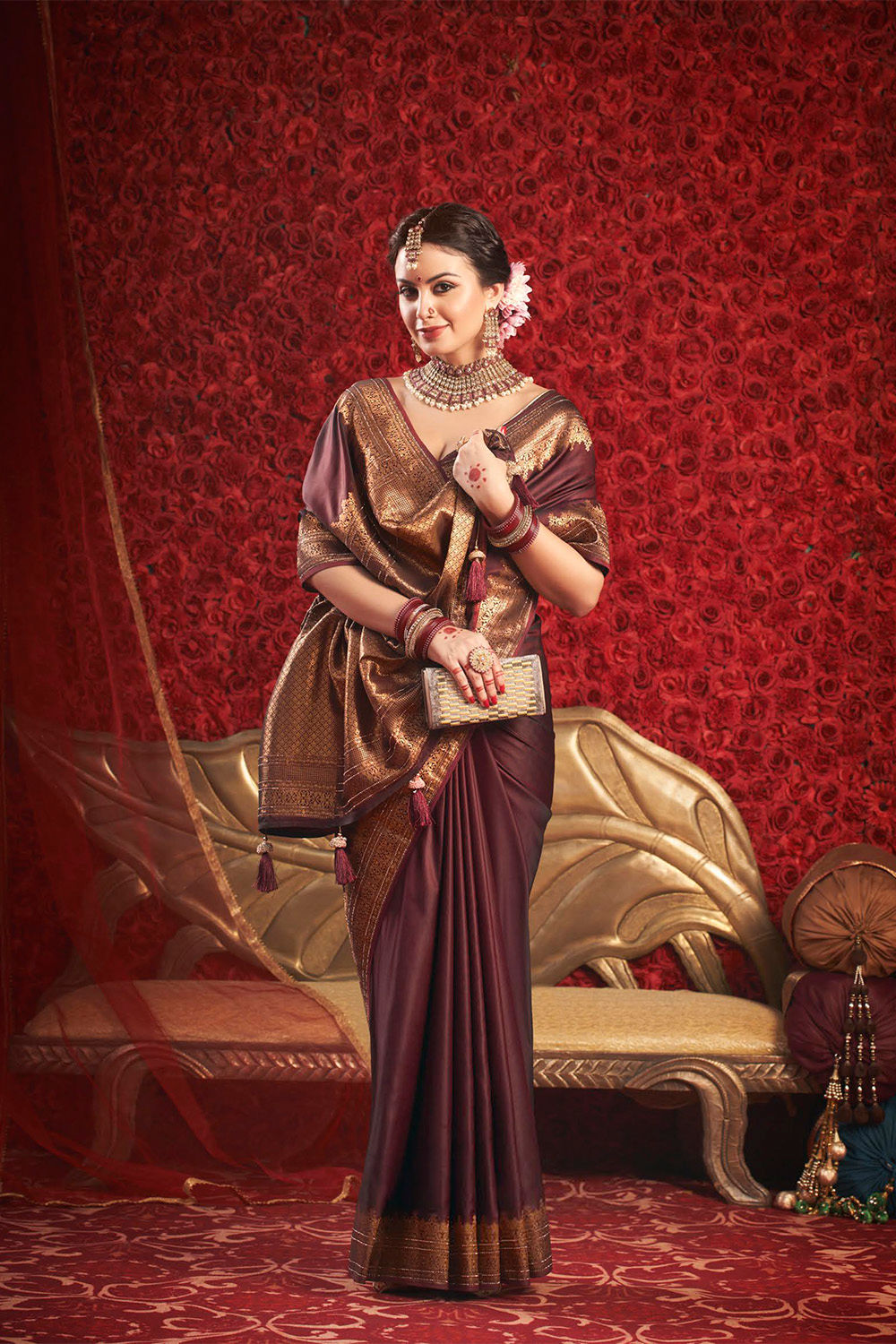 Bridal Sarees, Party Wear, Bollyood, Kanjivaram Saree, Net, Lehenga, Printed, Half Sarees, Chikankari, Bandhani, Georgette,