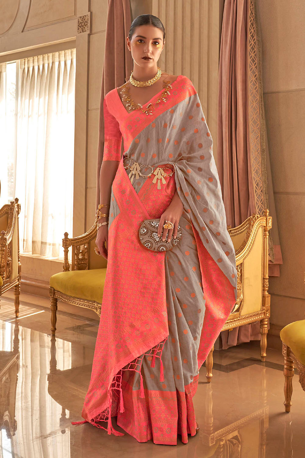 Bridal Sarees, Party Wear, Bollywood, Kanjivaram Saree, Net, Lehenga, Printed, Half Sarees, Chikankari, Bandhani, Georgette,