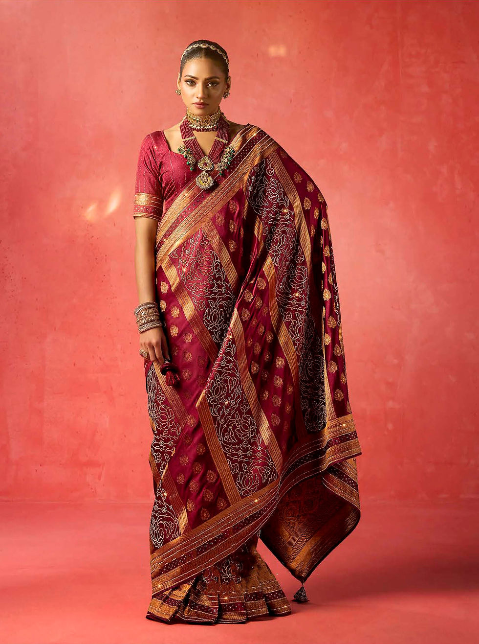 Thumbnail: Red Designer Sari, Bridal Sarees, Party Wear, Banarasi Saree, Net, Lehenga, Printed, Half Sarees, Chikankari, Georgette,