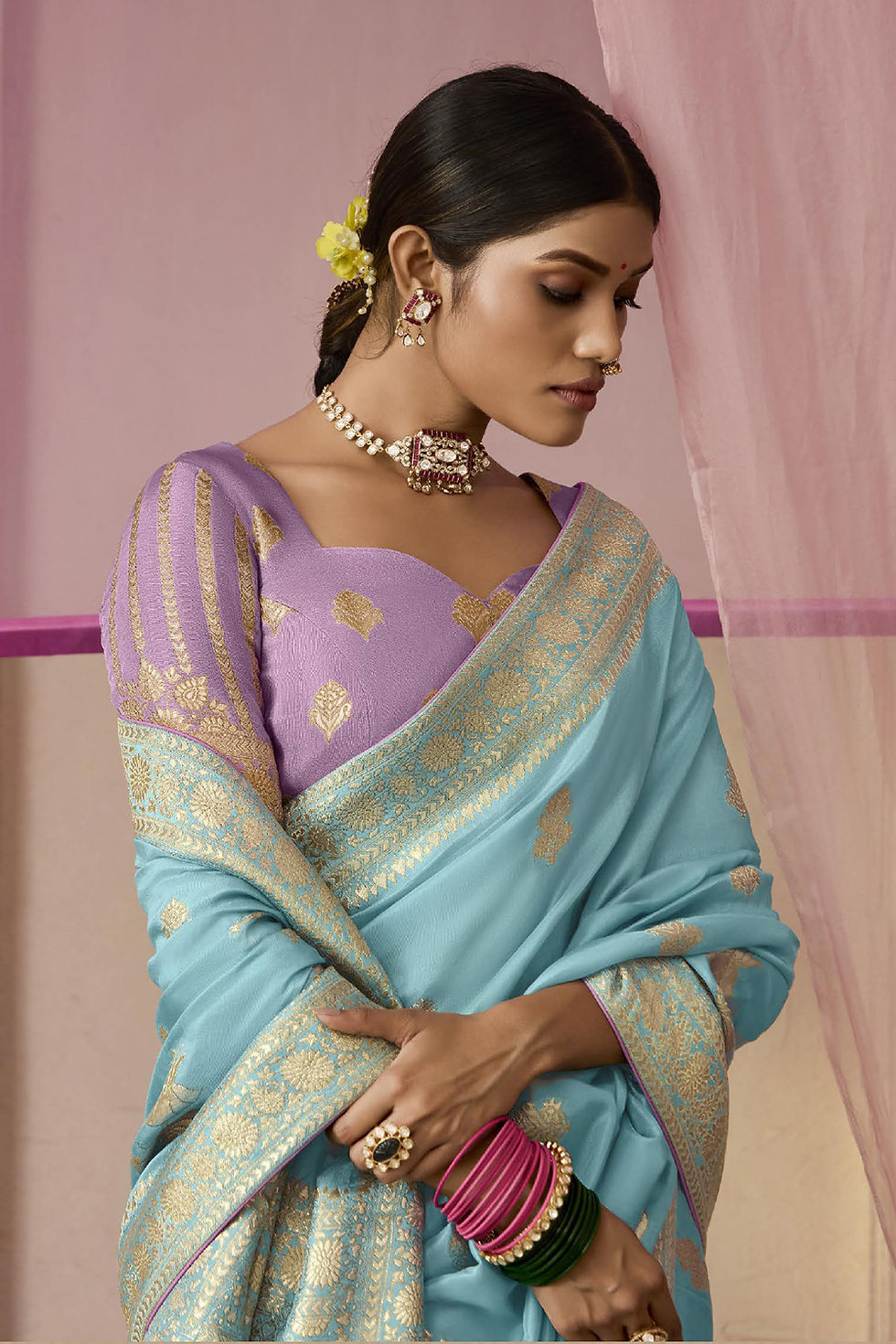 Thumbnail: Bridal Sarees, Party Wear, Bollywood, Kanjivaram Saree, Net, Lehenga, Printed, Half Sarees, Chikankari, Bandhani, Georgette,