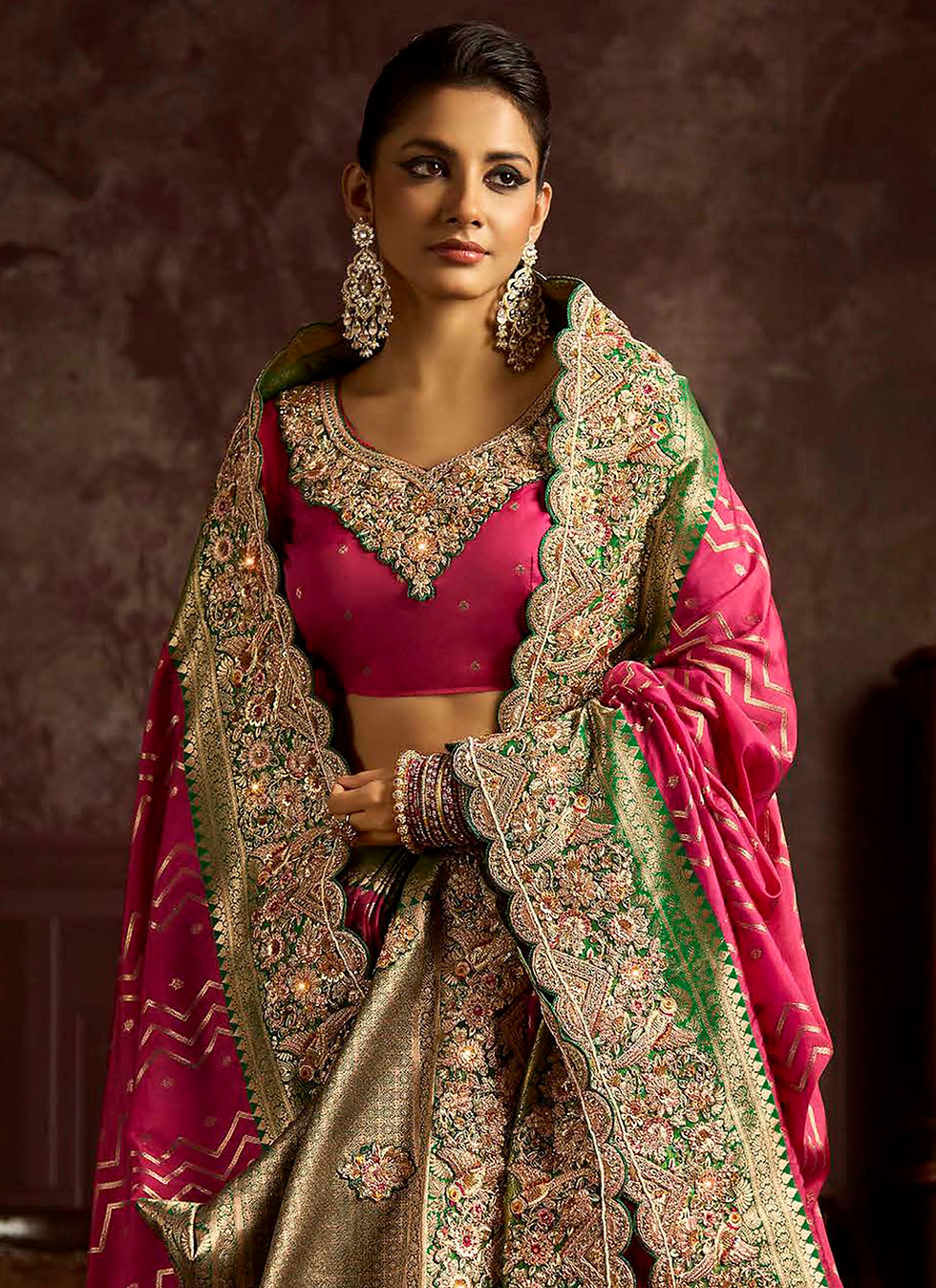 Thumbnail: Pink Designer Sari, Bridal Sarees, Party Wear, Banarasi Saree, Net, Lehenga, Printed, Half Sarees, Chikankari, Georgette,