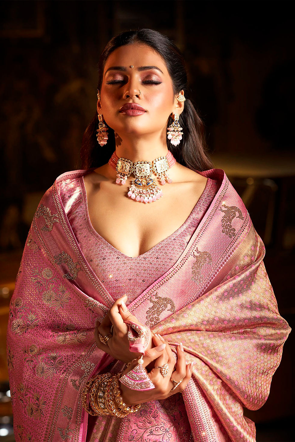 Thumbnail: Bridal Sarees, Party Wear, Bollywood, Kanjivaram Saree, Net, Lehenga, Printed, Half Sarees, Chikankari, Bandhani, Georgette,