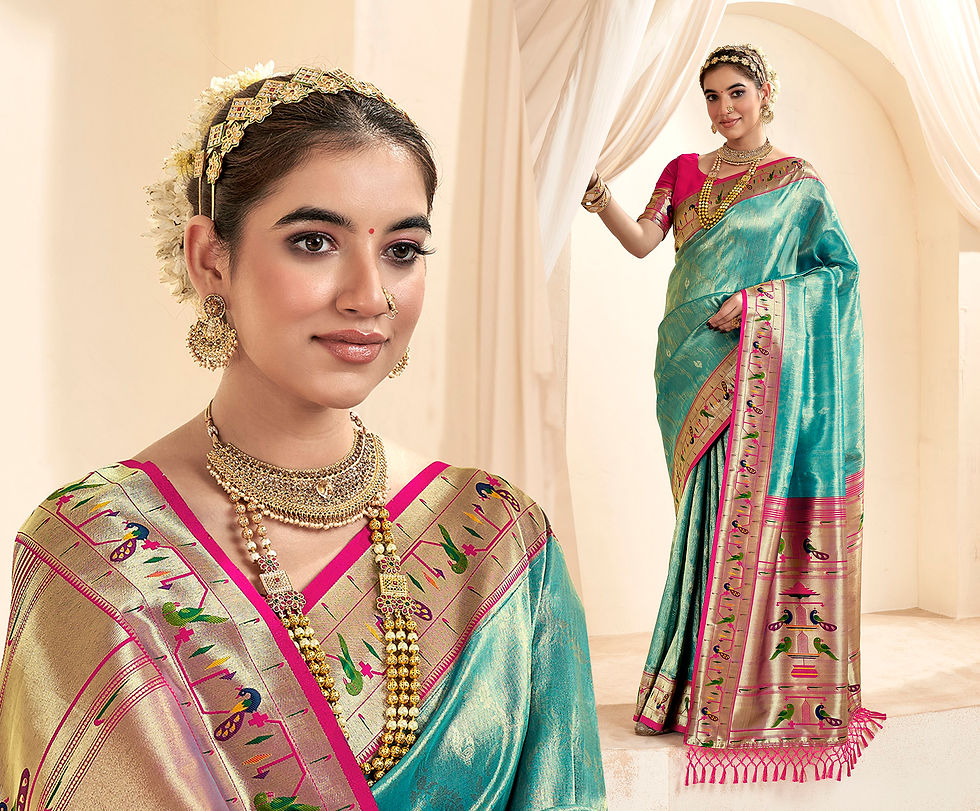 Thumbnail: Glossy Blue Paithani Saree with Paithani Border and Paithani Pallu | TST