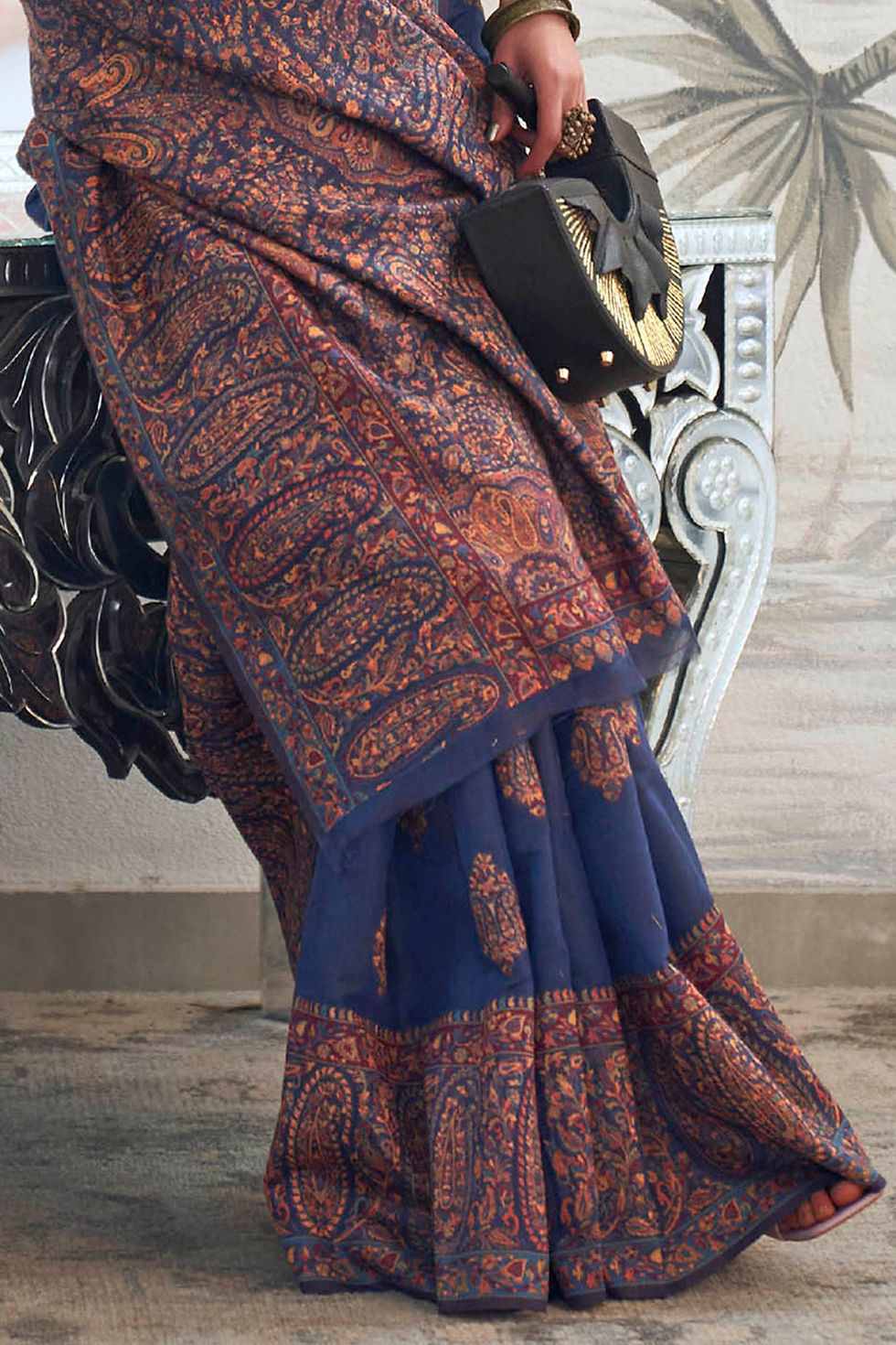Thumbnail: Green Woven Kashmiri Saree with Kanjivaram Border for Wedding Reception, Paithani Saree Blouse, Latest Saree, Designer Sari
