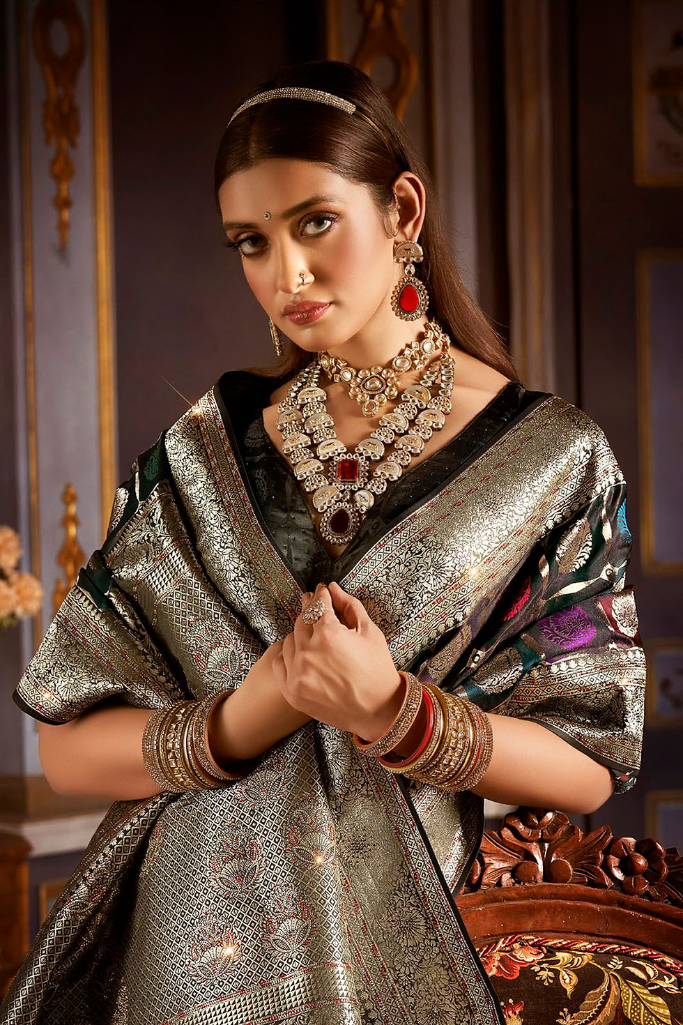 Thumbnail: Bridal Sarees, Party Wear, Bollywood, Kanjivaram Saree, Net, Lehenga, Printed, Half Sarees, Chikankari, Bandhani, Georgette,