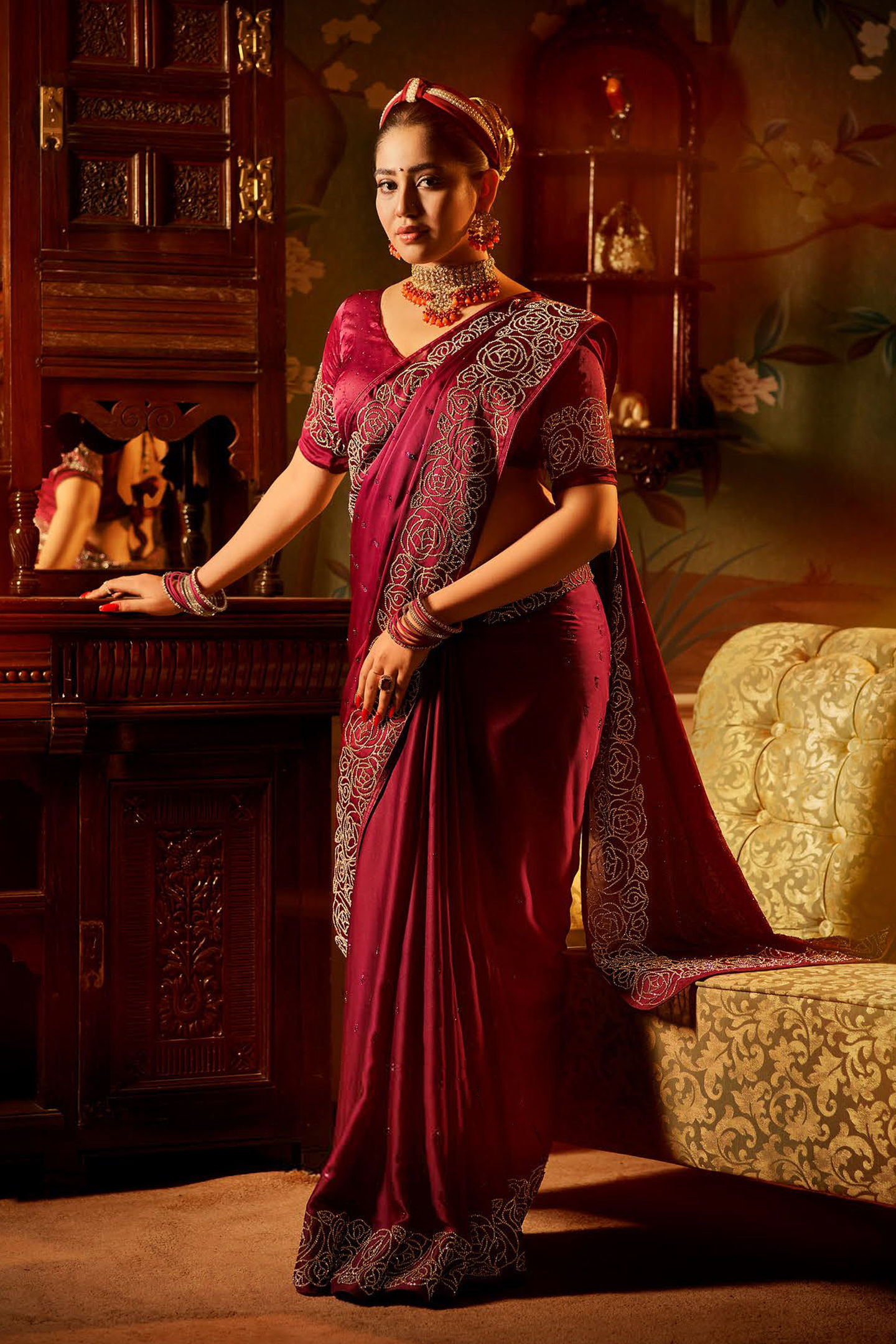Pure Silk Saree Blouse, Kanjeevaram Sarees, Designer Pethani, Pink, Golden, Kashmiri Saree, Ikkat, Ready To Wear, Red