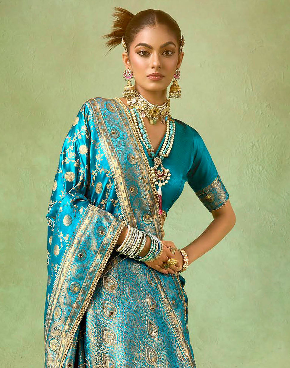 Thumbnail: Blue Designer Sari, Bridal Sarees, Party Wear, Banarasi Saree, Net, Lehenga, Printed, Half Sarees, Chikankari, Georgette,