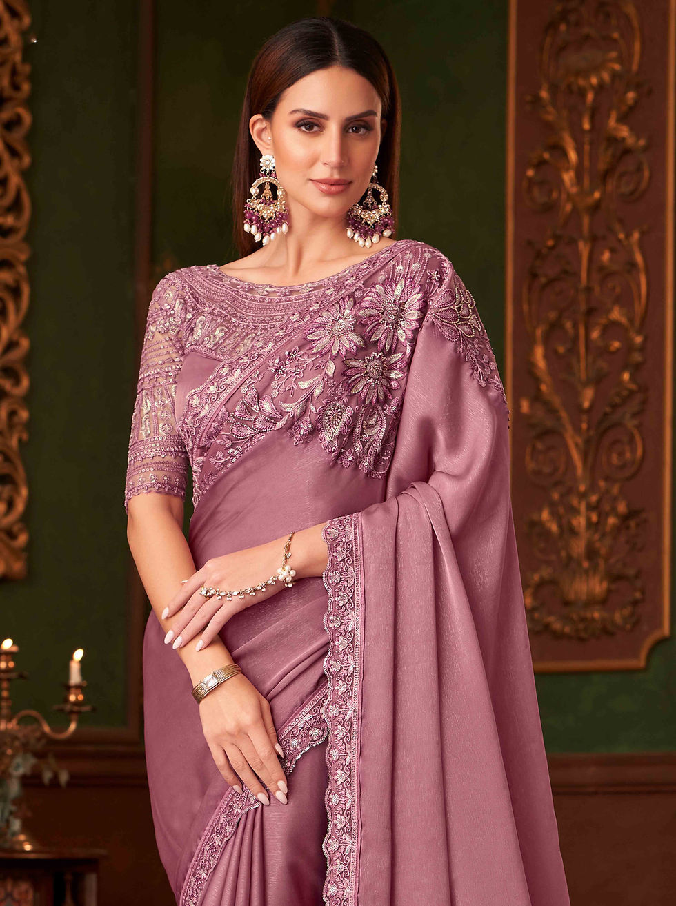 Bridal Sarees, Party Wear, Bollywood, Kanjivaram Saree, Net, Lehenga, Printed, Half Sarees, Chikankari, Bandhani, Georgette,