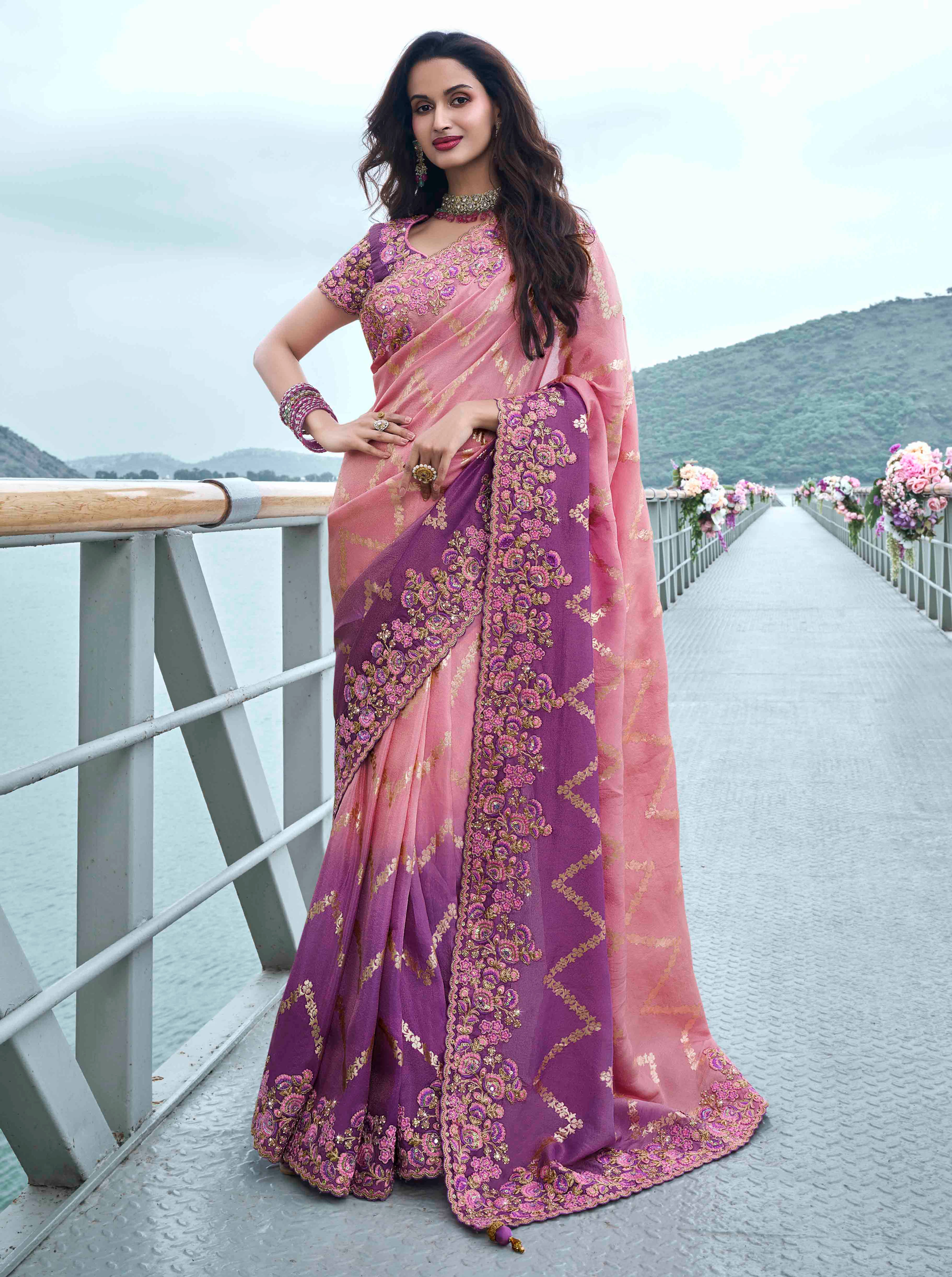 Bridal Sarees, Party Wear, Bollywood, Kanjivaram Saree, Net, Lehenga, Printed, Half Sarees, Chikankari, Bandhani, Georgette,