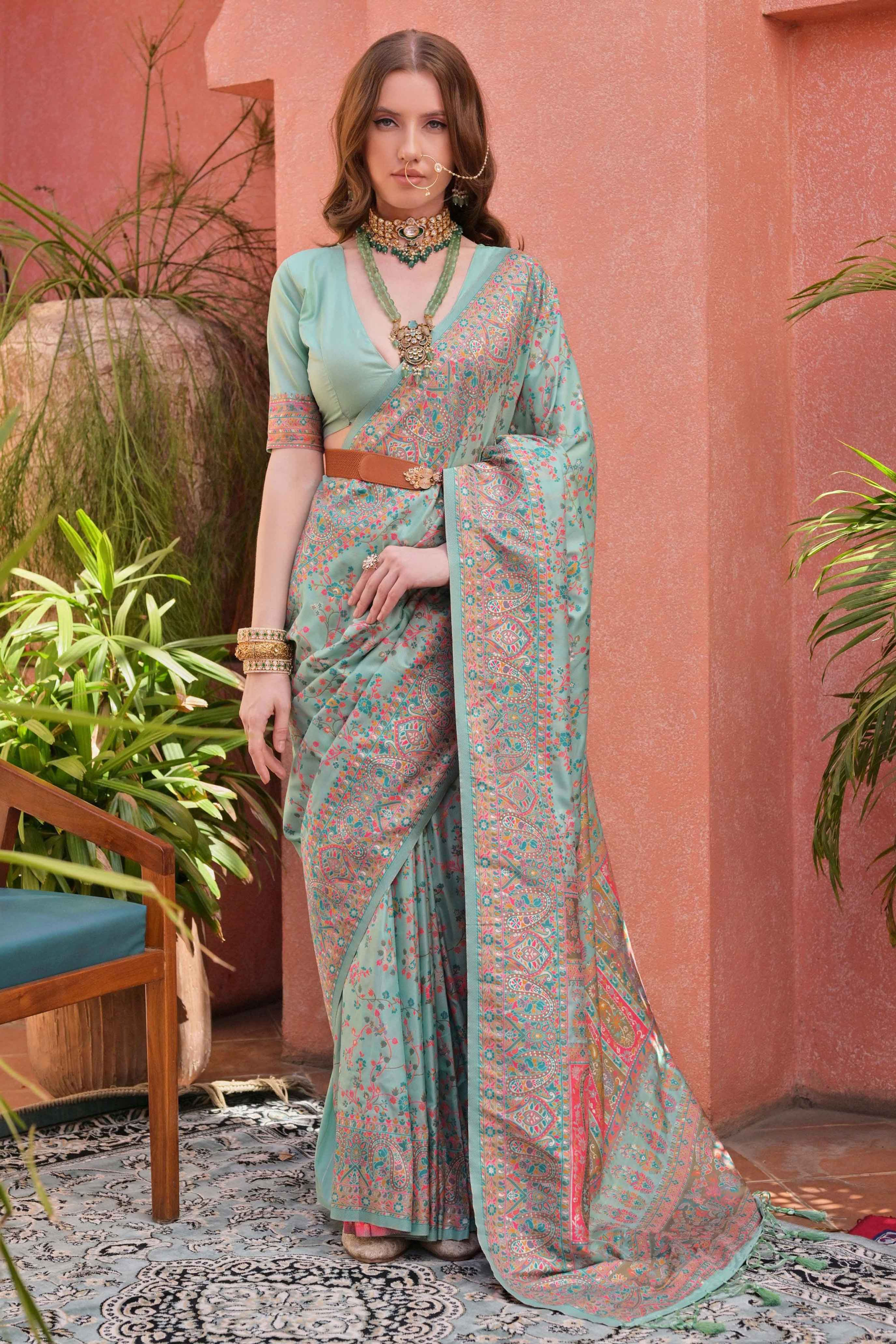 Kashmiri Silk Sarees, Designer Kashmiri Saree, Sari, Sarees for Women, Wedding Saree, Ready to Wear Sarees, Sari Gift