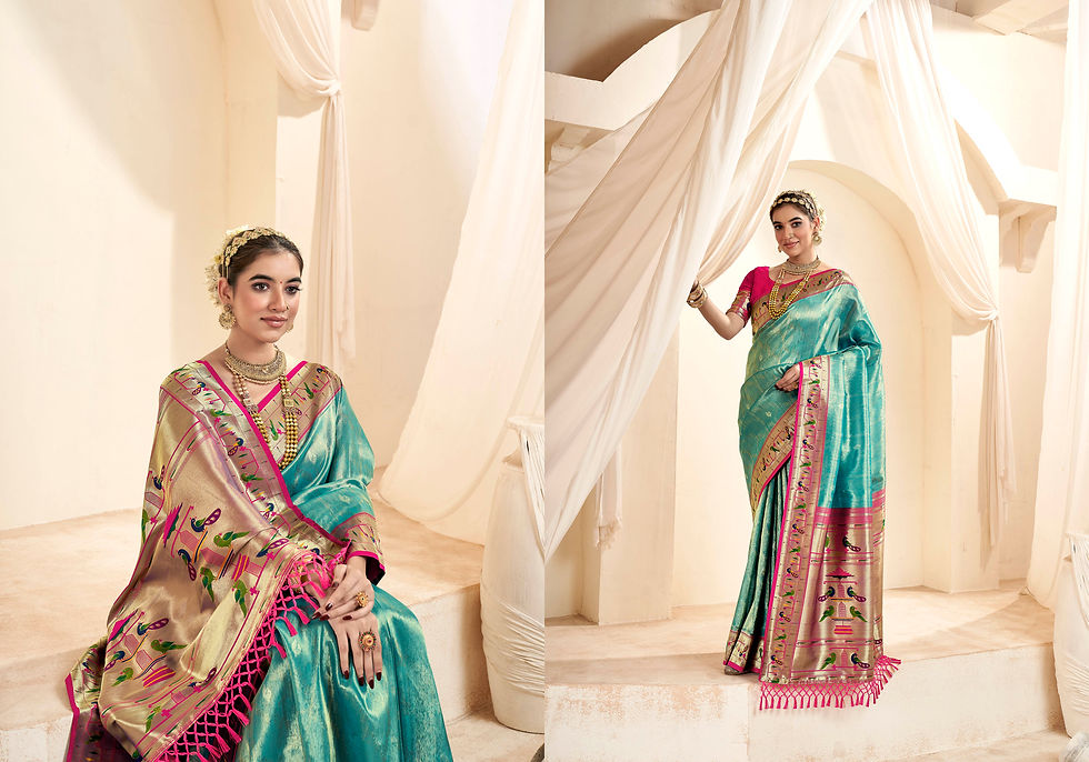 Thumbnail: Glossy Blue Paithani Saree with Paithani Border and Paithani Pallu | TST