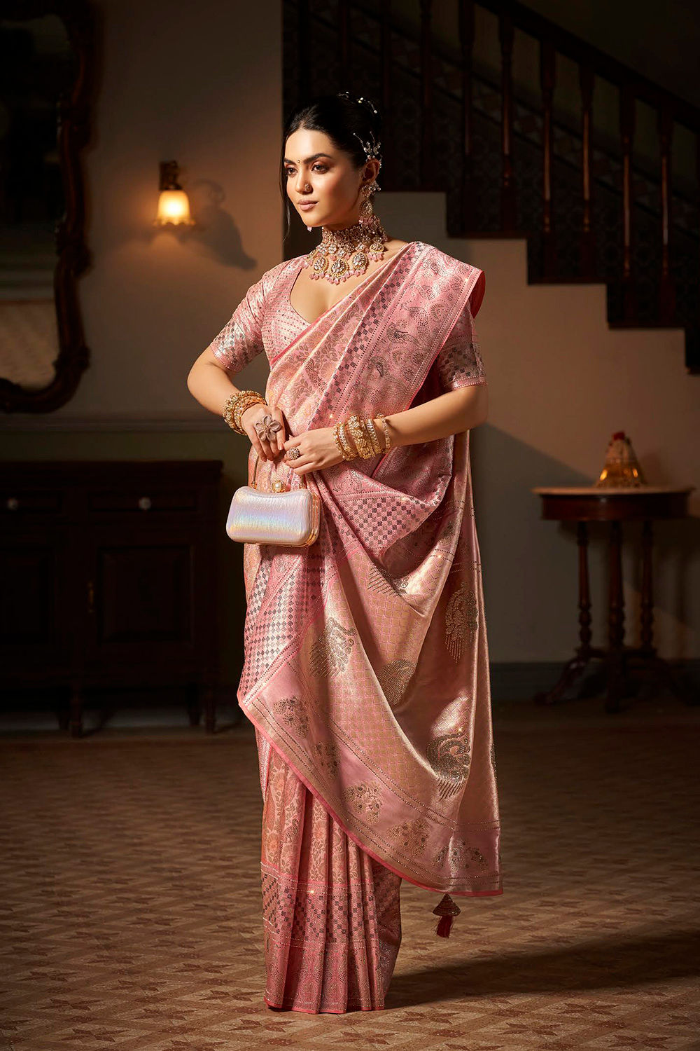 Bridal Sarees, Party Wear, Bollyood, Kanjivaram Saree, Net, Lehenga, Printed, Half Sarees, Chikankari, Bandhani, Georgette,
