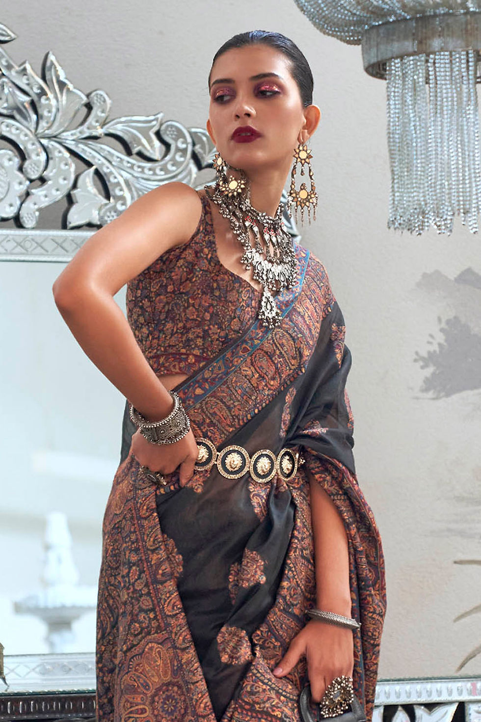 Green Woven Kashmiri Saree with Kanjivaram Border for Wedding Reception, Paithani Saree Blouse, Latest Saree, Designer Sari