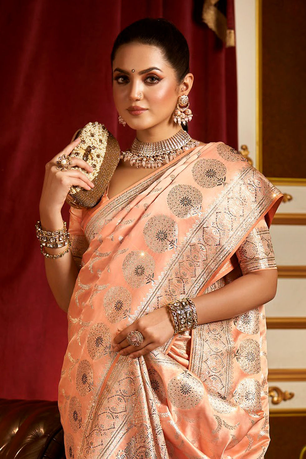 Thumbnail: Bridal Sarees, Party Wear, Bollywood, Kanjivaram Saree, Net, Lehenga, Printed, Half Sarees, Chikankari, Bandhani, Georgette,