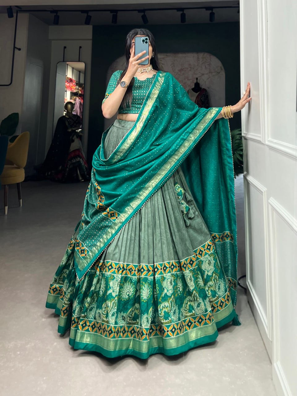 Thumbnail: Bridal Sarees, Party Wear, Bollywood, Kanjivaram Saree, Net, Lehenga, Printed, Half Sarees, Chikankari, Bandhani, Georgette,