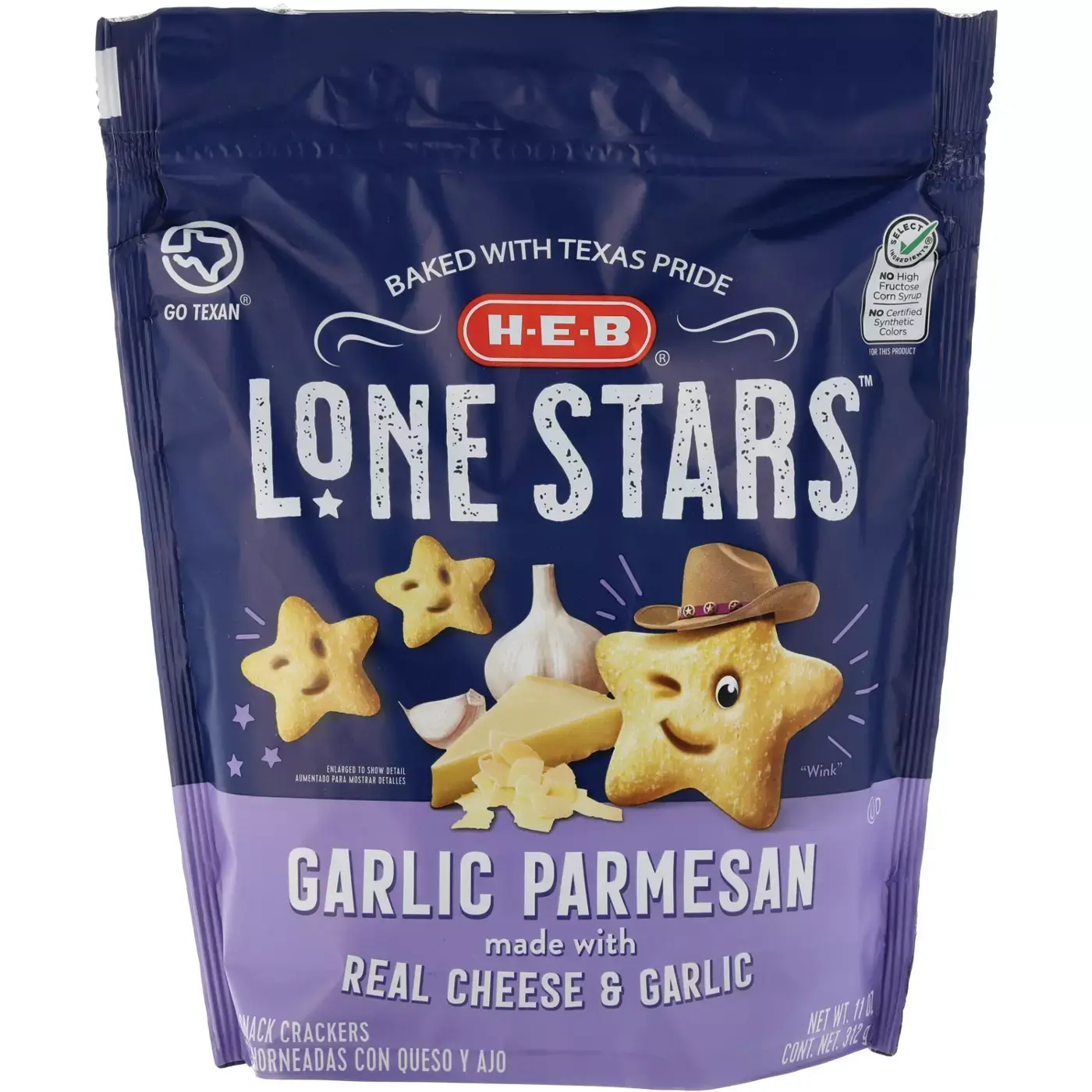 H‑E‑B Garlic Parmesan Lone Stars Baked Snack Crackers 11 oz