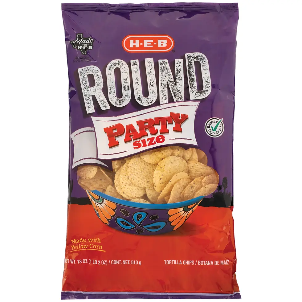 H‑E‑B Round Yellow Corn Tortilla Chips - Party Size 18 oz