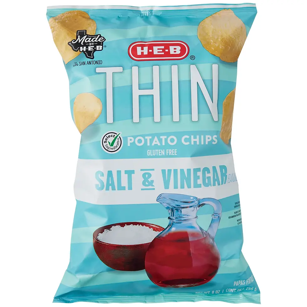 H‑E‑B Thin Potato Chips - Salt & Vinegar 9 oz