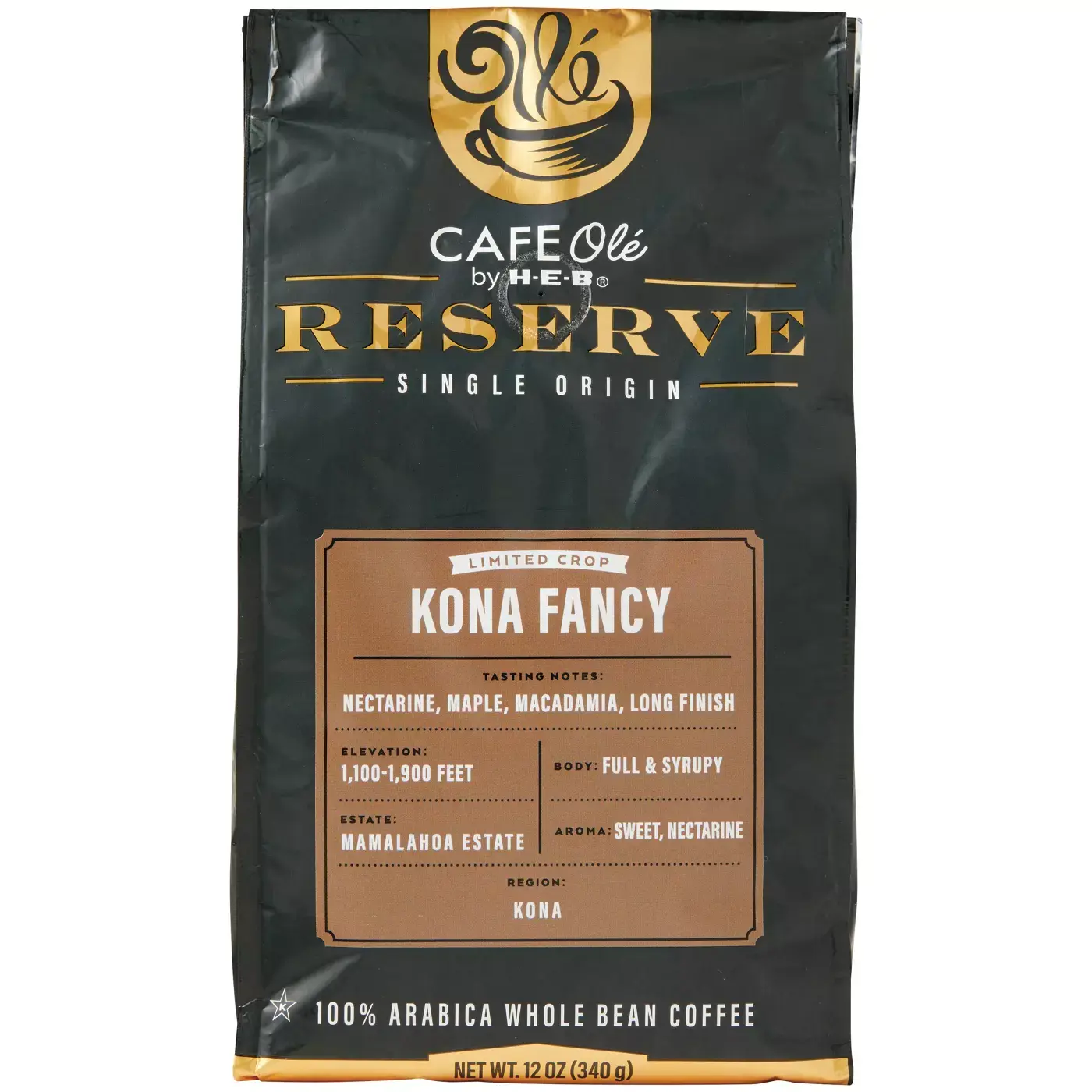 CAFE Olé by H‑E‑B Reserve Single Origin Whole Bean Kona Fancy Coffee 12 oz