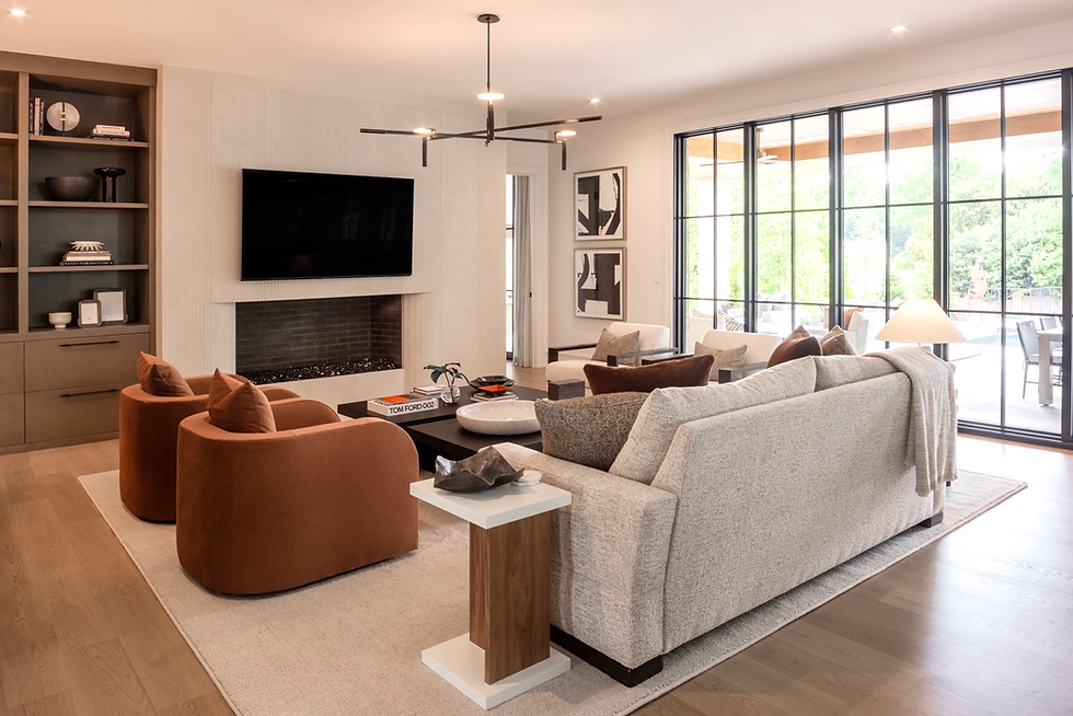 Modern living room in a furnished rental Charlotte.
