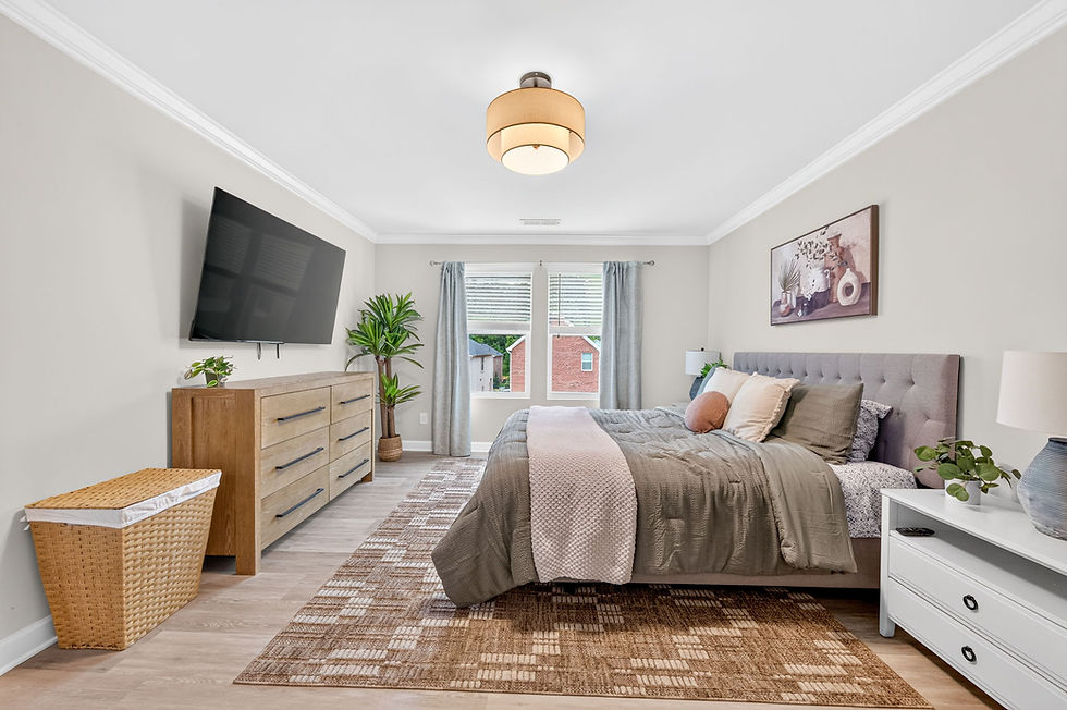 Cozy Master Bedroom In A Tastefully Decorated Home .jpg