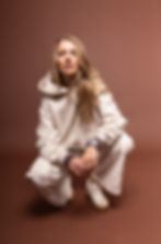 Fashion editorial photographer Munich hoodie jacket warm tones