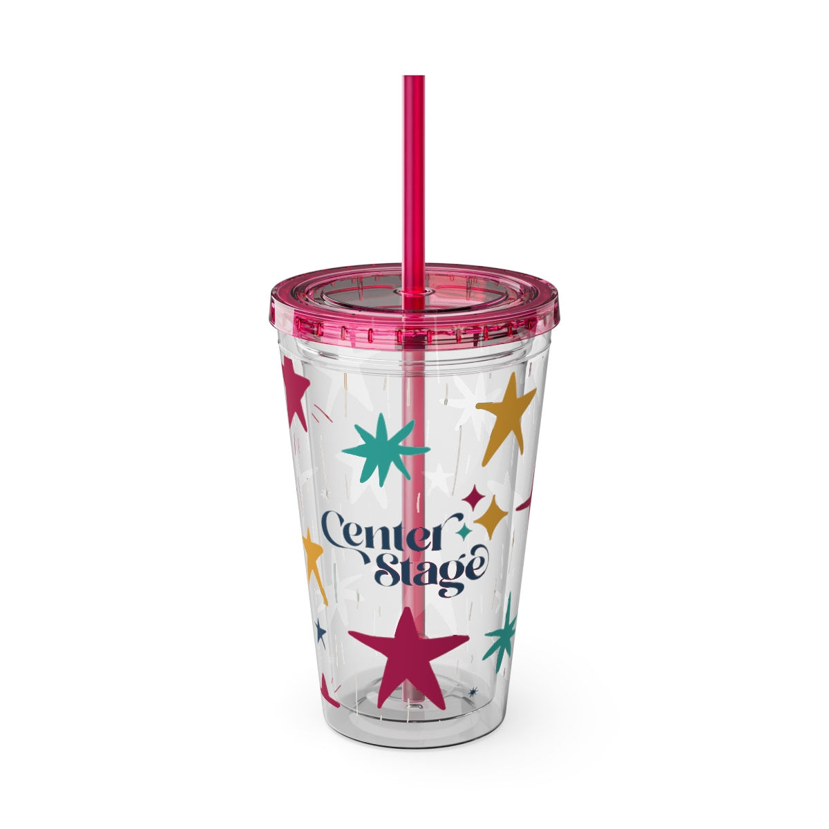 Pink Center Stage Tumbler with Straw, 16oz