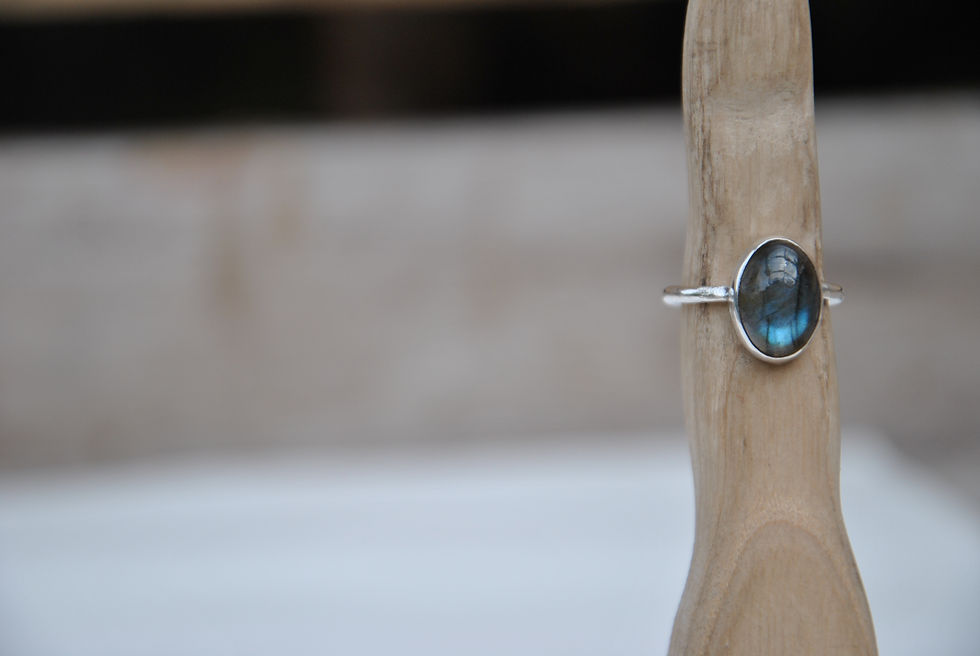 Thumbnail: Natural Blue fire Labradorite cabochon handmade  silver ring
