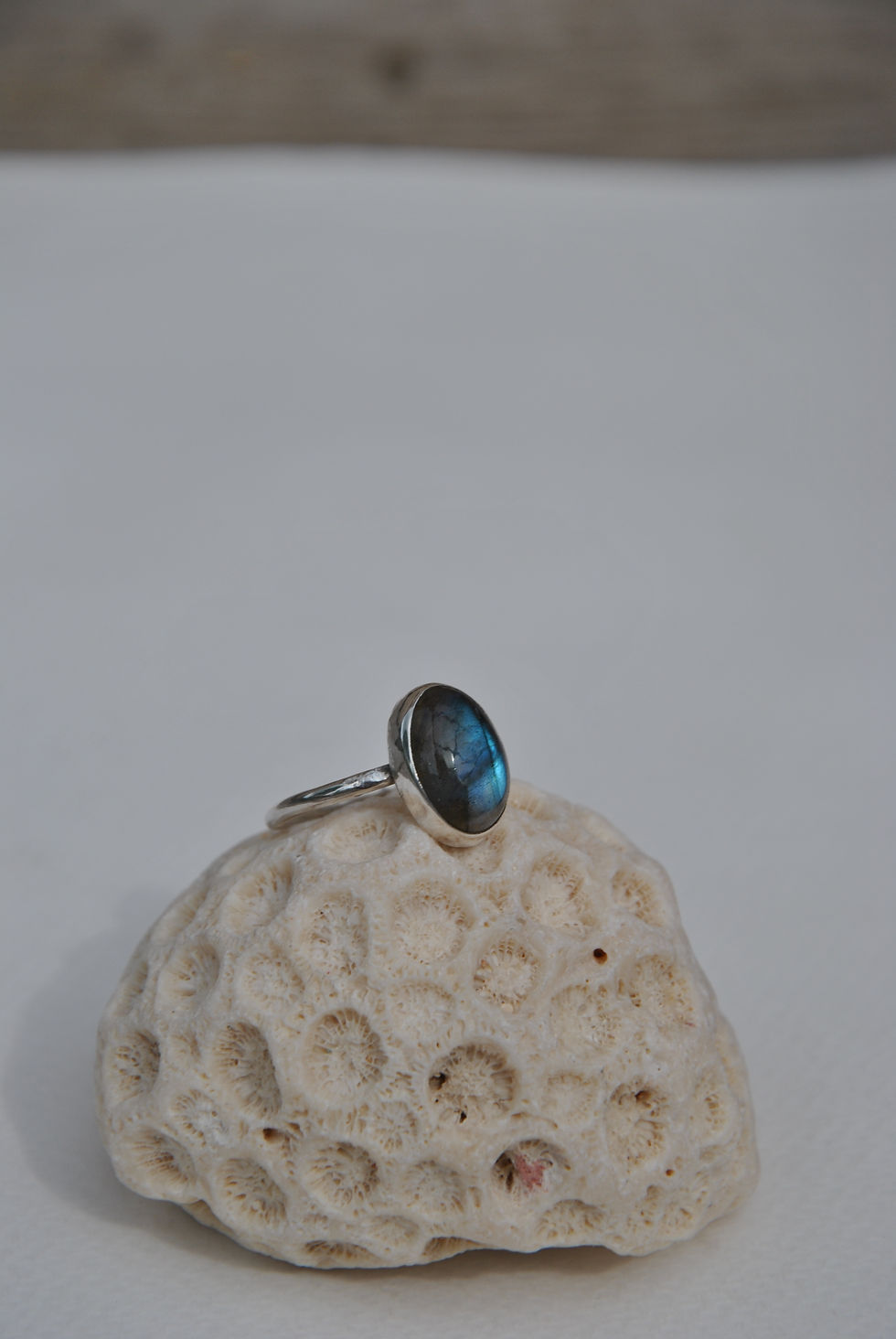 Thumbnail: Natural Blue fire Labradorite cabochon handmade  silver ring