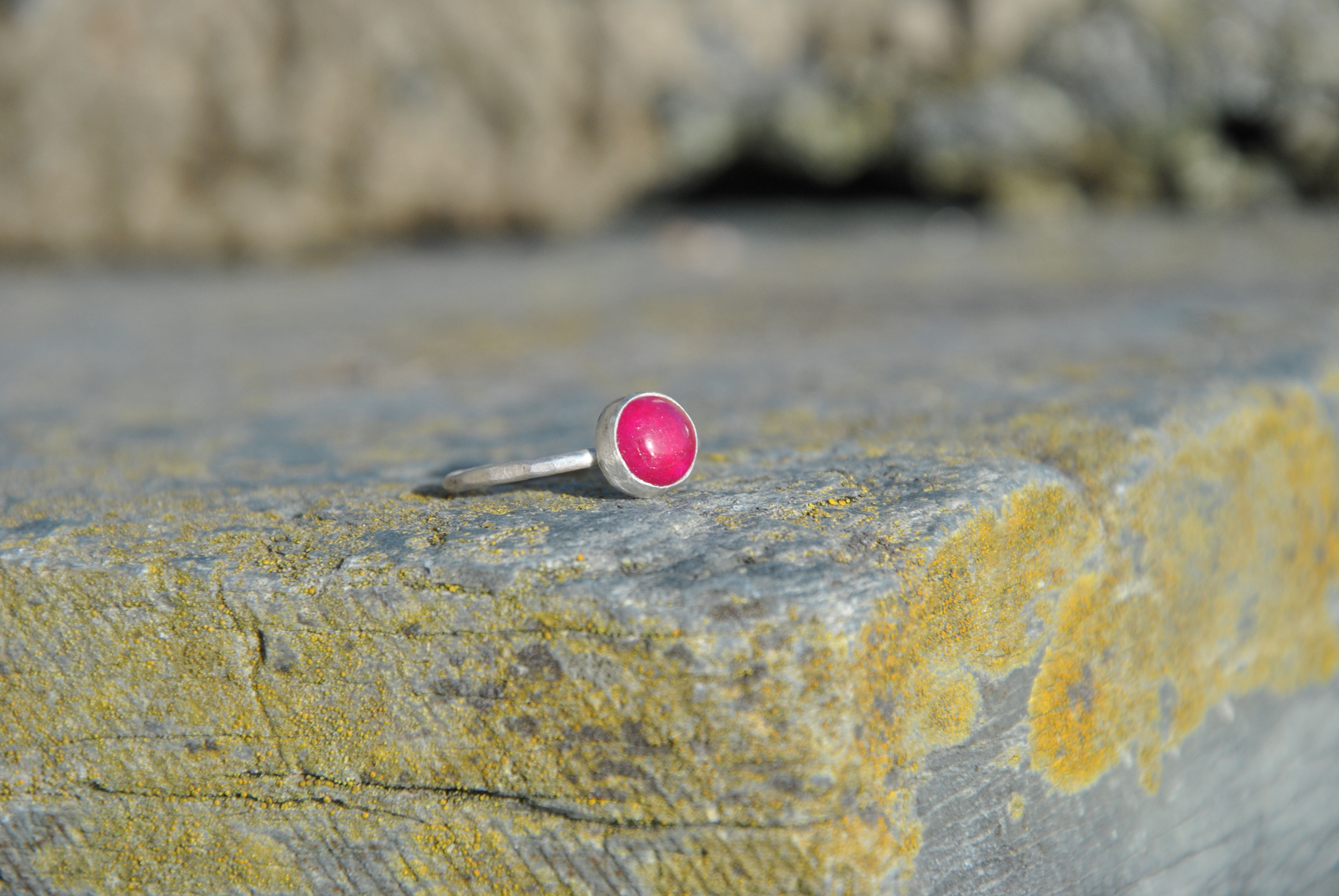 Sterling Silver Pink Jade ring
