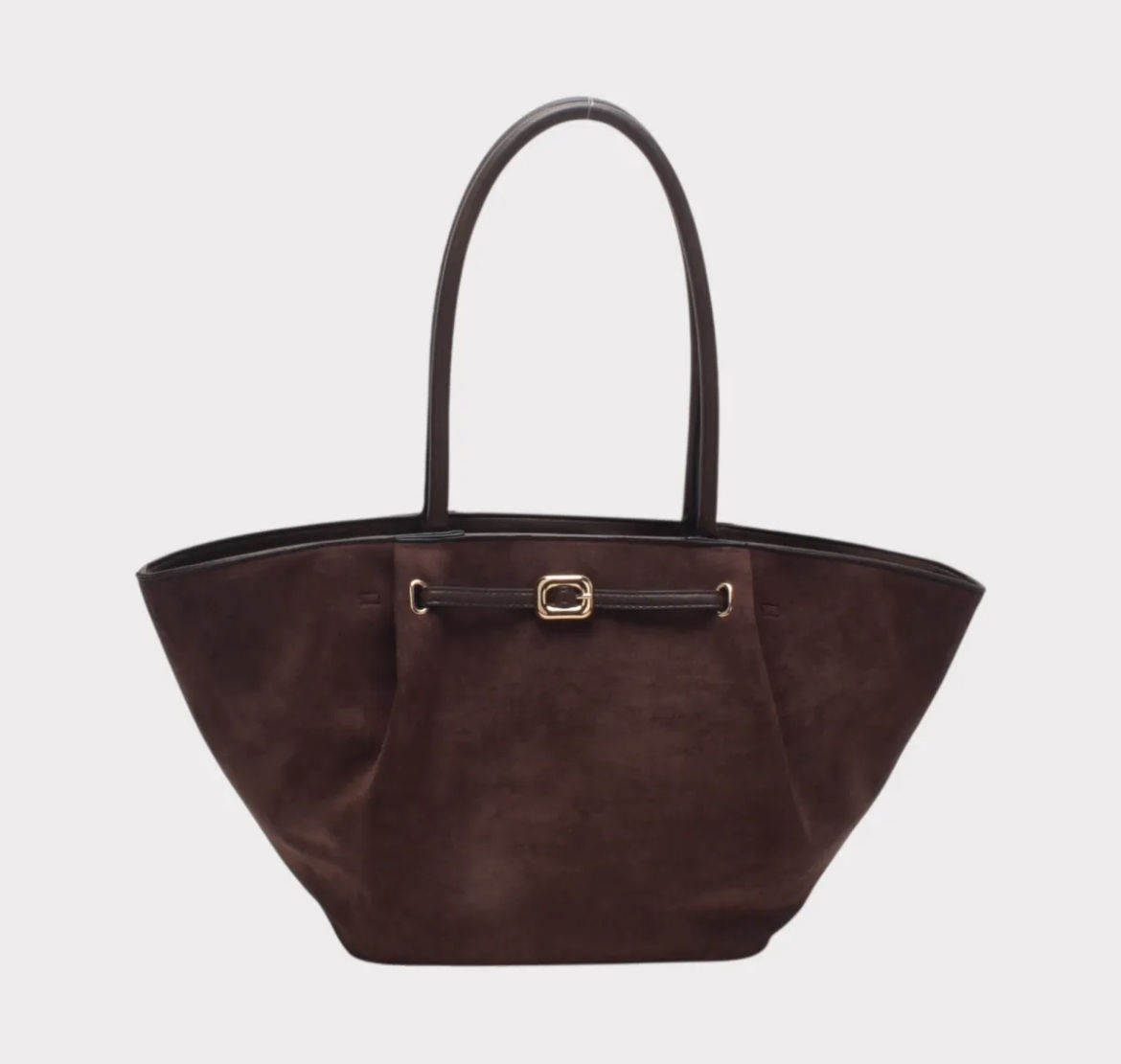 Sac cabas marron bi-matière suédine avec grandes anses hiver 2025