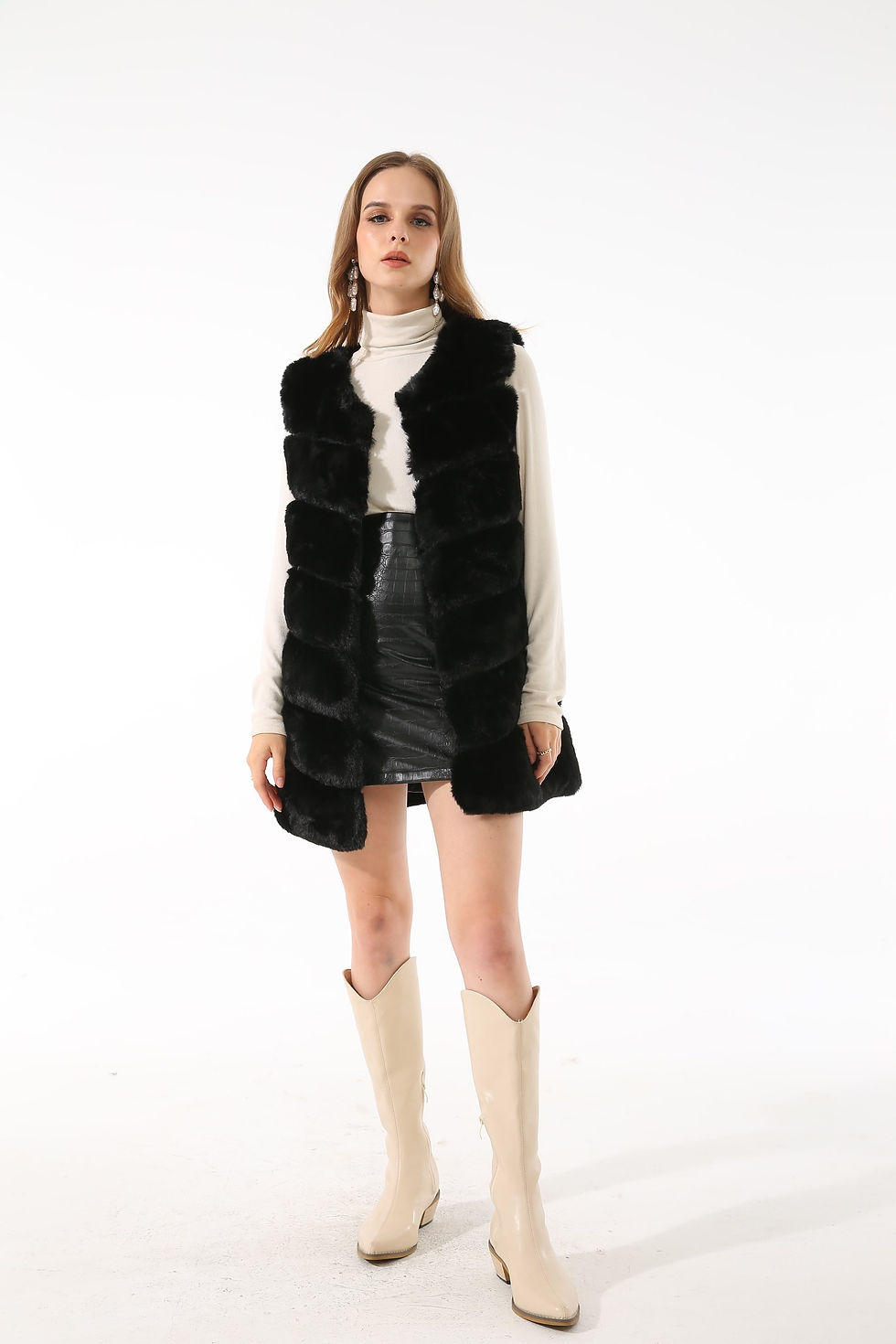 Gilet sans manche veste fausse fourrure femme