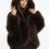 Miniature : Manteau oversize avec capuche marron fausse fourrure hiver 