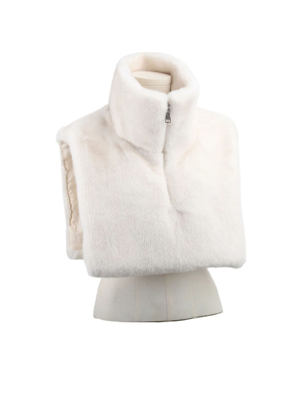 Miniature : plastron fausse fourrure femme beige col zippé