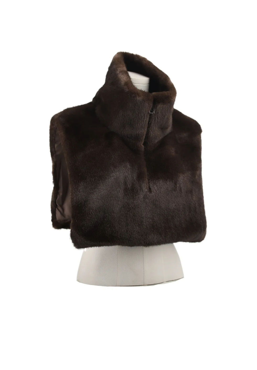 Miniature : plastron fausse fourrure femme marron col zippé