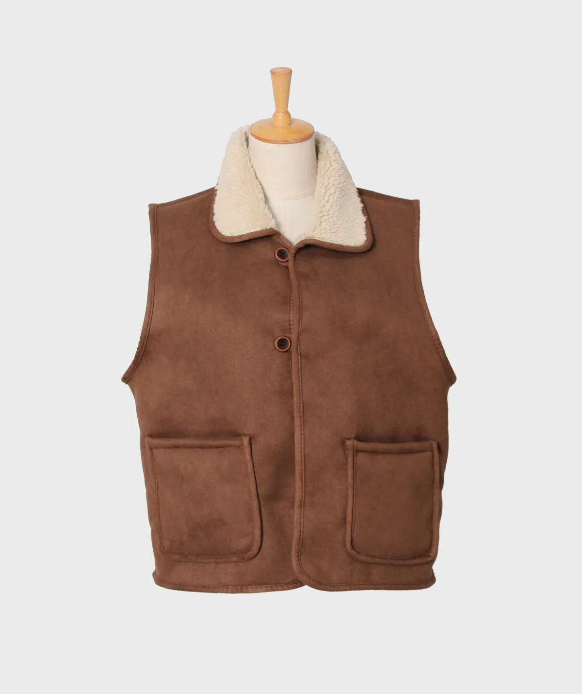 veste sans manches marron beige moumoute femme