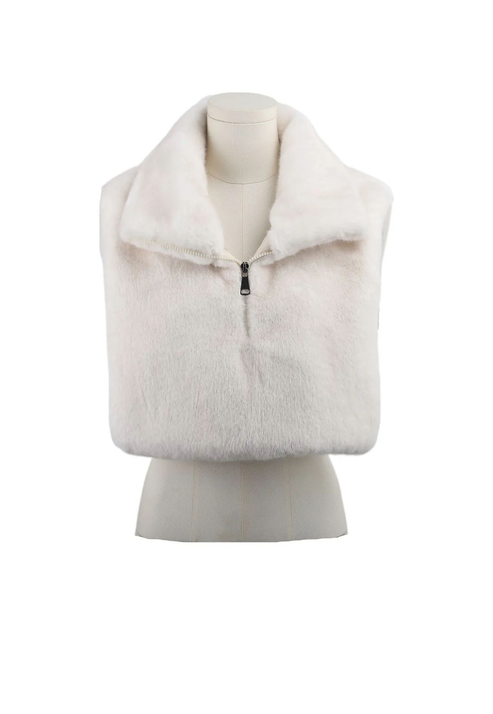 Miniature : plastron fausse fourrure femme beige col zippé