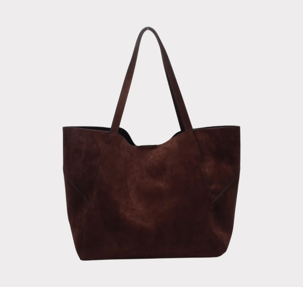 Miniature : Sac cabas suédine avec clous dorés et grandes anses 
