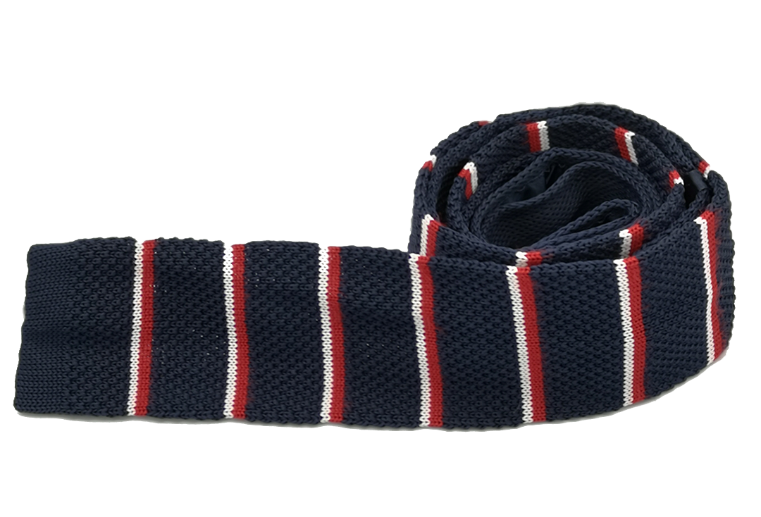 Knit Tie - Black, Red and White