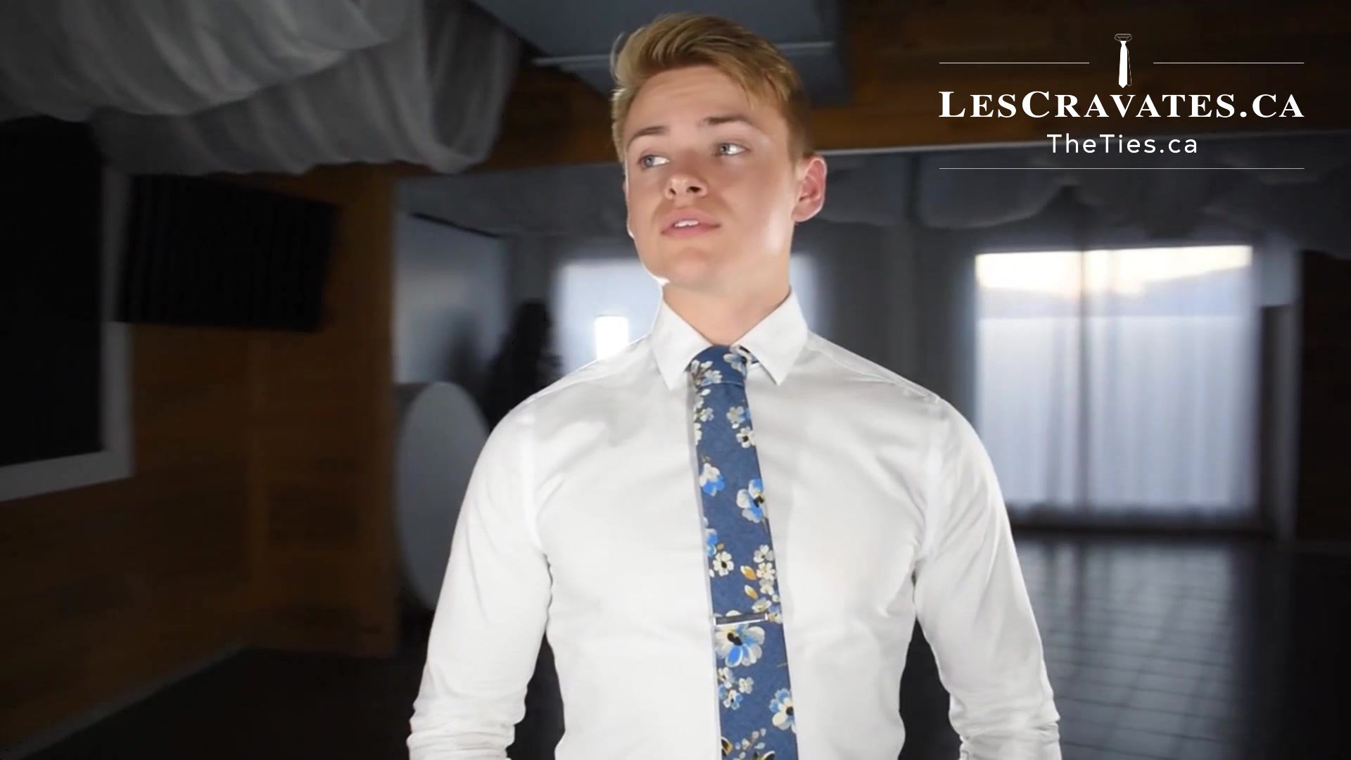 Tie - Blue With Flowers