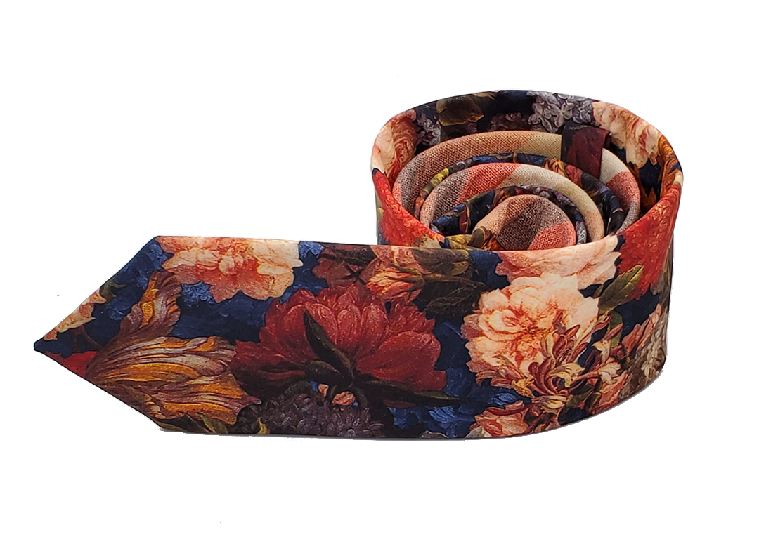 Tie - Flower Patern With Accent Fabric Inside